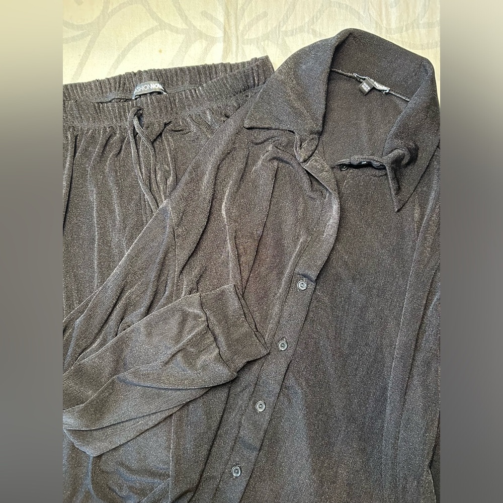 Sweet In Slinky Pant Set Button Down Fashion Nova